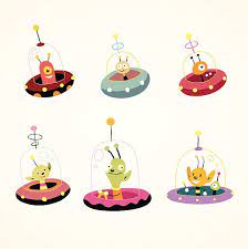 Maybe you would like to learn more about one of these? Set Of Cute Aliens In Spaceships Spaceship Art Spaceship Illustration Cute Alien