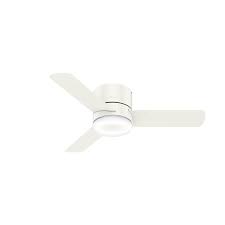 Hunter Minimus 44 In Low Profile Integrated Led Indoor Fresh White Ceiling Fan With Light Kit And Remote 59452 The Home Depot Ceiling Fan With Light White Ceiling Fan Fan Light