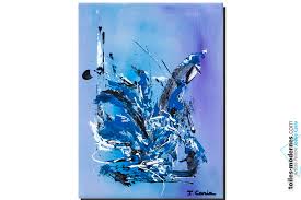 Peintures abstraites bleues de l'artiste peintre âme sauvage. Tableau Abstrait Bleu Parme Legerete Moderne