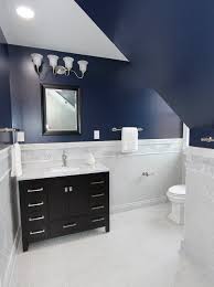 Throughout all of italy this stone is used. Monkton Navy White Marble Bathroom Taylor Made Custom Contracting Inc