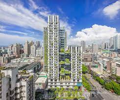 The amenities at green hill condominium include community rooms, a catering kitchen, an outdoor pool, and more. Sky Green Woha Archello