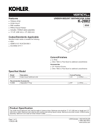 Available colors/finishes color tiles intended for reference only. K 2882 Kohler