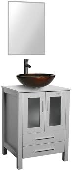 Do you suppose 24 inch bathroom vanity with top appears nice? Amazon Com 24 Grey Bathroom Vanity Tempered Glass Vessel Sink Combo Style Sink 1 5 Gpm Faucet Oil Rubbed Bronze Bathroom Vanity Top With Sink Bowl 20 Inch Deep 30 Water Saving Faucet U Eway B02ga09 Kitchen Dining