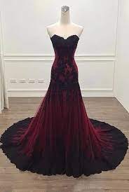 Long Sheath Sweetheart Black And Red Evening Dress In 2020 Red Evening Dress Red Wedding Dresses Gothic Wedding Dress
