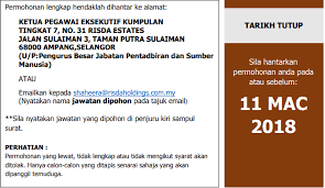 Permohonan adalah dipelawa daripada warganegara malaysia yang berkelayakan untuk mengisi kekosongan jawatan kosong terkini di. Jawatan Kosong Risda Holdings Sdn Bhd Pengambilan Terkini