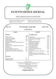 Contact us now for more information. Patents Office Journal Irish Patents Office