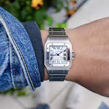 Cartier santos de cartier large model auto steel mens strap watch date wssa0039. Cartier Santos On The Wrist Luxury Watches For Men Cartier Watches Mens Cartier Santos
