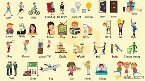 Action Verbs List Of 50 Common Action Verbs With Pictures 7 E S L In 2020 Action Verbs English Verbs Verbs For Kids