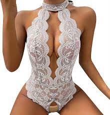 Amazon.com: Lingerie for Women Sex Naughty,Women's Lace Deep V Neek  Bodysuit Blackless 1-Pieces Corset Roleplay with Strappy White : Ropa,  Zapatos y Joyería