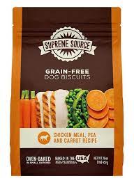 Supreme Source Grain Free Chicken Meal Pea Carrot Biscuits Dog Treats 16 Oz Bag Chewy Com Dog Treats Grain Free Dog Biscuit Recipes Peanut Butter Dog Treats