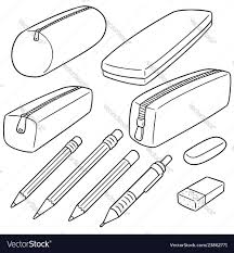 Set Of Pencil Case Vector Image On Vectorstock Pencil Case Pencil Kawaii Clipart