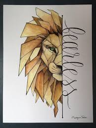 Fearless Lion Print Cool Art Drawings Geometric Art Tattoo Art Drawings