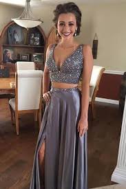 Prom Dresses 2019 Grey Prom Dress Prom Dress Chiffon Prom Dress 2018 Prom Dress Two Piece Prom Grey Prom Dress Prom Dresses Two Piece Evening Dresses Prom