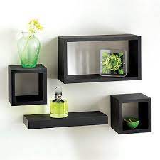 set of 4 rectangle floating wall storage display unit cubes shelves bookcases shelving stor cube wooden home coffee bar