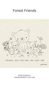 Forest Animals Plotter File Svg Dxf Png Jpg Woodland Cricut Botanical  Silhouette Baby Bunny Clipart Vinyl Laser Cut File Deer Fox Bear Daisy