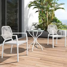 Wicker rattan conversation sofa set, 4 piece outdoor patio furniture sets, 2 arm chairs, 1 love seat & coffee table, wicker bistro patio set for backyards, porches, gardens or poolside, brown, w7767. 3 Piece All Weather Outdoor Bistro Set Indoor And Outdoor Bistro Tabl Qolture