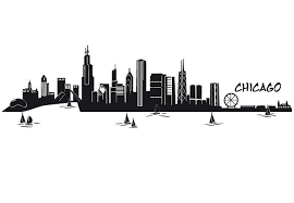 Black And White Chicago Skyline Wall Art Chicago Skyline Wall Sicker Chicago Skyline Silhouette City Skyline Silhouette Skyline Silhouette