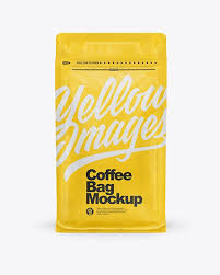 Matte Coffee Bag With Zipper Mockup In Bag Sack Mockups On Yellow Images Object Mockups Bag Mockup Coffee Bag Glossier Bag