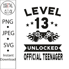 Arrives by fri, nov 12 buy level 13 unlocked official teenager : 13th Birthday Svg Png Jpg Level 13 Unlocked Official Etsy Birthday Cards For Boys 13th Birthday Birthday Printables