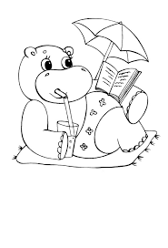 Get crafts, coloring pages, lessons, and more! Hippo On Vacation Coloring Page Netart