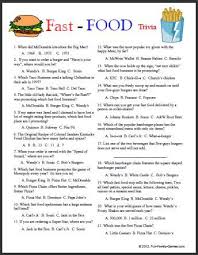 I am having so much fun coming up with new free printable nutrition education materials. Our Food Trivia Game Also Includes A Fast Food Trivia Game Fun Trivia Questions Trivia Games Family Trivia Questions