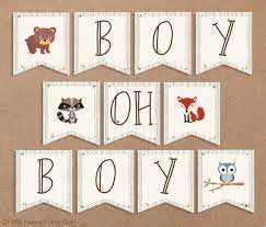 Woodland Baby Shower Banner Printable Boy Oh Boy Animals Etsy In 2021 Baby Shower Banner Boy Baby Shower Woodland Woodland Baby Shower Theme Boy