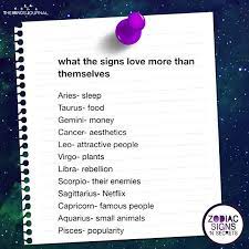 Only someone with the planet venus in the sign of cancer will be a cancer in love.. What The Signs Love More Than Themselves
