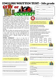 Comprehension is the noun form of comprehend. City Vs Countrylife Test 7th Grade English Esl Worksheets For Distance Learning And Physical Classrooms