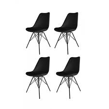 Lot de 2 chaises de salle à manger coloris cr�. Lot 4 Chaises Noires Et Metal Style Scandinave Vintage Tomy