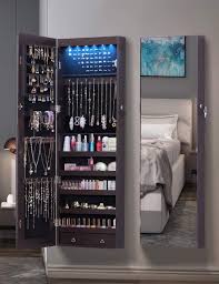 If you're a homeowner, mounting a if you're a homeowner, mounting a mirror can provide a chic, hidden option for your dressing needs. 6 Led Lights Lockable Full Mirror Full Screen Jewelry Organizer Wall Mounted Door Mounted Jewelry Cabinet