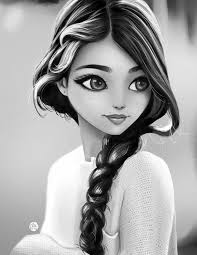 Beautiful Woman Black And White Drawing Artstation Black And White Beauty Awdrey Girls Cartoon Art Cartoon Girl Drawing Girl Cartoon Characters