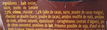 Je vais rajouter du sirop de riz à la place du sucre. Creme Chocolat Banane Mamie Nova 300 G 2 150 G