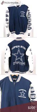 Nfl Dallas Cowboys Super Bowl Champion Jacket Lg Nfl Dallas Cowboys Super Bowl Champions Jacket Large Embroidered Arm Pa Champion Jacket Clothes Design Jackets