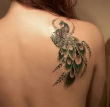 Upper Back Shoulder Blade Placement Girl Back Tattoos Peacock Tattoo Back Tattoos