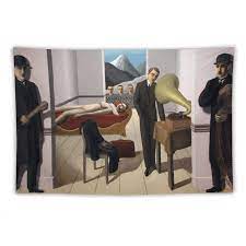 Amazon.co.jp: Rene Magritte Surrealism Painting Tapestry ルネ・マグリットによる脅迫暗殺者  タペストリー 壁飾り 印刷 ポスター バスルーム 寝室装飾 絵画 ウォールアート 素晴らしいギフト40