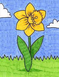 Flower drawings simple for kids. How To Draw A Daffodil Art Projects For Kids