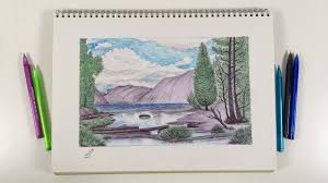 drawing with a dry pen how to draw a landscape with colored real tim drawings colored pens artwork
