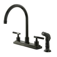 Kitchen faucet, lufeidra kitchen faucets with pull down sprayer commercial industrial spring single handle single hole stainless steel matte black kitchen faucet for camper farmhouse rv kitchen sink. Kingston Brass Designer 2 Handle Standard Kitchen Faucet With Side Sprayer In Black Stainl The Home Depot Canada