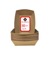 Amazon.com: Mr Miracle Kraft Paper Food Tray. 1/4 LB. (100 Pack).  Disposable, Recyclable and Fully Biodegradable. Mini Concession Food Boats,  Made in USA : Industrial & Scientific