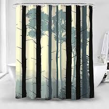 Amazon Com Broshan Shower Curtain Polyester Fabric Abstract Birch Tree Forest Bedding Bath Fabric Shower Curtains Shower Curtain Curtains
