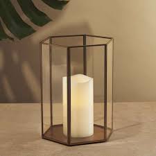 Lights Com Decor Candle Holders Waverly Hexagonal Glass Hurricane