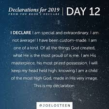 Joel Osteen On Instagram Declarations For 2019 Day 12 I Will Keep My Head Held H Joel Osteen Quotes Positive Affirmations Quotes Affirmation Quotes