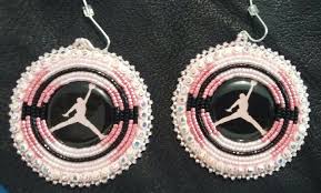 Pink And Black Jordan Earrings Jordan Earrings Pink And Black Jordans Beaded Earrings