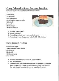 Crazy Cake With Burnt Coconut Frosting Crazy Cakes Food Class Food