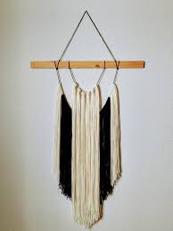 Black And White Macrame Wall Hanging Black And White Wool Macrame Woven Wall Hanging Wool Wood Mount Fringe Tassel Yarn Wall Han In 2020 Yarn Wall Hanging Yarn Wall Art Woven Wall Hanging