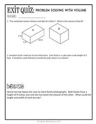 Problem Solving With Volume 5th Grade Volume Lesson Quiz 5 Md 5 Problem Solving Volume Lessons Common Core Math Standards
