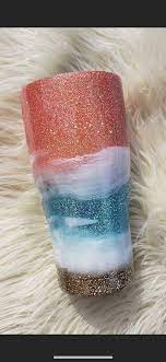 Coral Blue Beach Tumbler Cups Diy Glitter Tumbler Cups Diy Cups