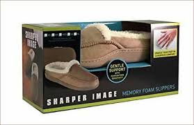 Sharper Image Memory Foam Slippers Men Women Tan