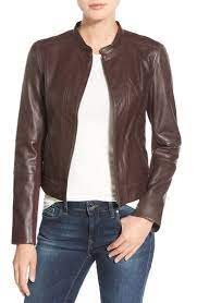 Halogen Seam Detail Leather Jacket Nordstrom Leather Jacket Jackets Winter Coats Women