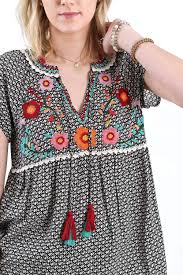 Thml Clothing Tassel Floral Top For Women In Black Thml Clothing Fashion Design Clothes Cotton Night Dress